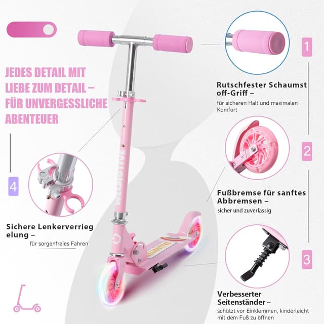 Thumbnail 4 de Roller Kinder 2 Räder LED Klappbar