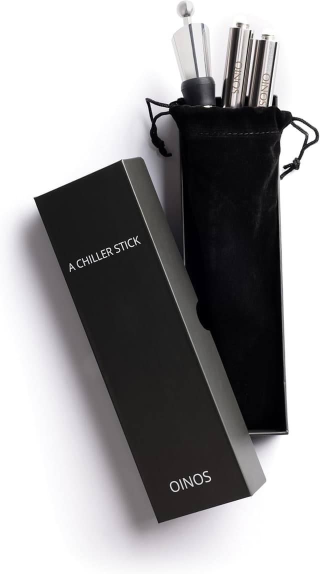 Detalle 2 de OINOS Wine Chiller Stick (3-in-1 Cooler, Aerator & Stopper) for Wine Lovers