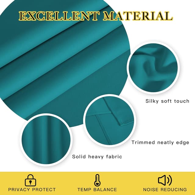 Thumbnail 3 de NICETOWN Peacock Teal Blackout Curtains 84" 🪟