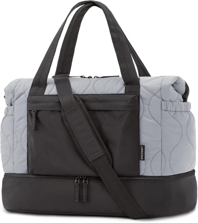 Detalle de BAGSMART Quilted Duffle Bag 33L – weekend travel bag with shoe and 15.6" laptop compartment