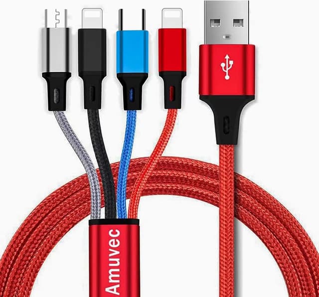Detalle de Amuvec Multi Charger Cable 1.2m, 4‑in‑1 USB cable