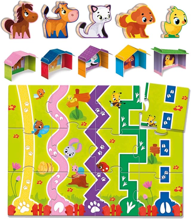Detalle 2 de Liscianigiochi Montessori Wood Baby Farm – Holzpuzzle mit 15 Teilen ab 2 Jahren