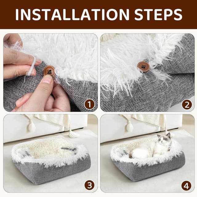 Thumbnail 6 de MAIYADUO weiches, waschbares Katzenbett 2-in-1 (falten & als Schlafsack nutzen) 42 x 36 cm