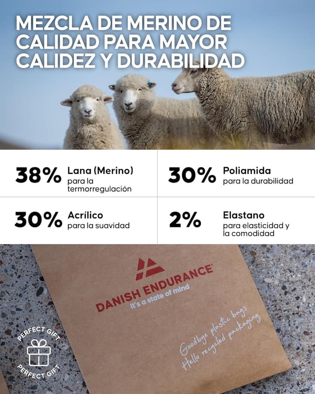 Thumbnail 4 de DANISH ENDURANCE Calcetines Merino tobillero 3 pack