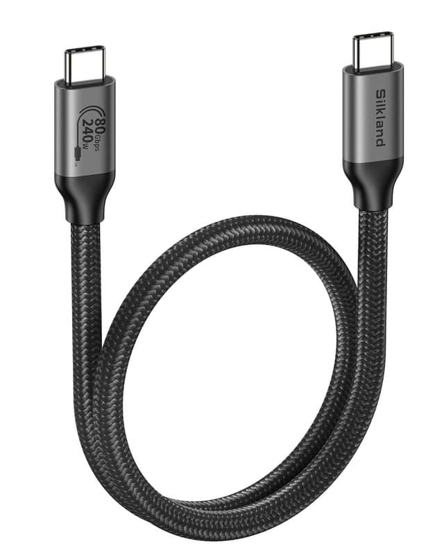 Detalle de Silkland USB4 (Thunderbolt 5) Cable 0.5m – 80Gbps data, 120Gbps display, up to 240W USB-C charging