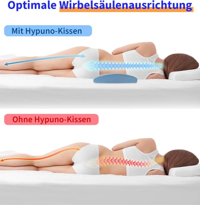 Detalle de Hypuno orthopädisches Lendenkissen mit Memory-Schaum für Bett & Sofa – kühlender, abnehmbarer Bezug