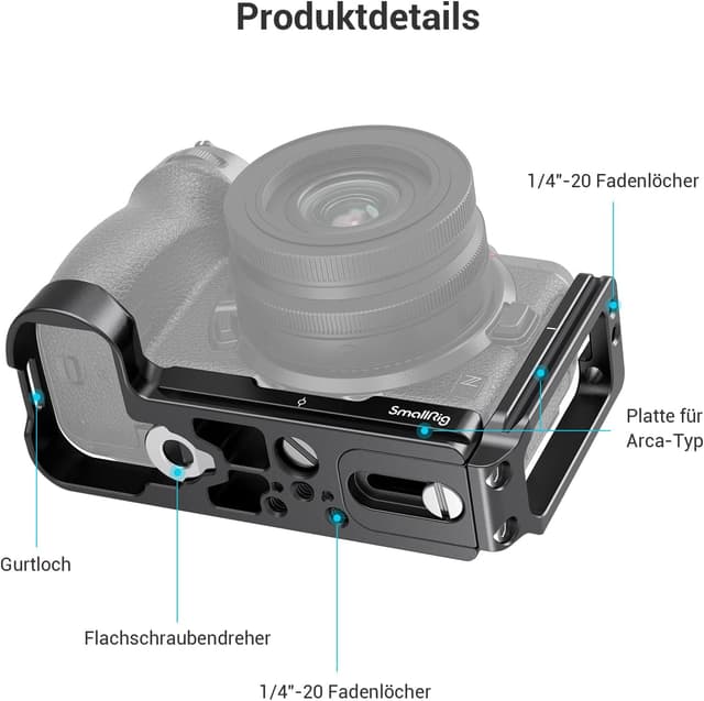 Detalle 2 de SMALLRIG L-Bracket 2947 für Nikon Z5 / Z6 / Z7 / Z6II / Z7II (L Winkel, drehstichere Montage)