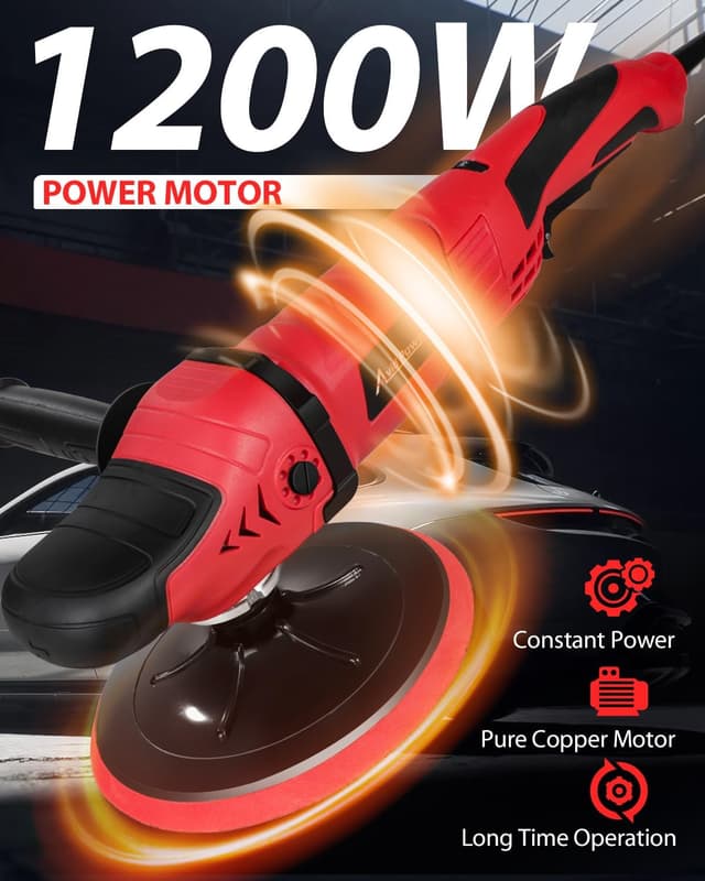 Detalle 2 de AVID POWER Car Buffer Polisher Rotary Waxer Kit (6 Variable Speed, 1000–3500 RPM) with 6-inch & 7-inch Backing Plates