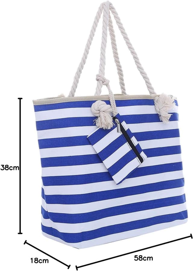 Thumbnail 6 de DonDon Borsa da spiaggia grande con chiusura zip 58 x 38 x 18 cm stile marinaro