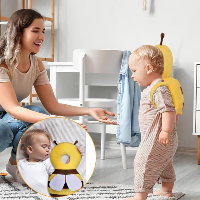 Thumbnail 6 de Vicloon Baby Kopfschutz Rucksack mit verstellbaren Sicherheitspads und Knieschonern (Gelbe Biene)