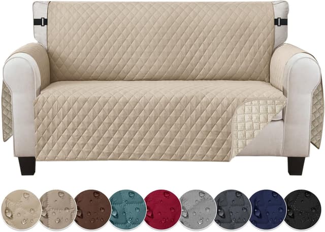 Detalle de Jaotto Copridivano 2 Posti impermeabile beige con braccioli e tasche laterali