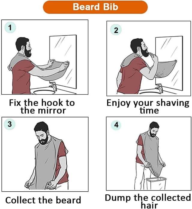 Detalle de Telo Barba da Specchio con grembiule impermeabile e antiaderente, con 2 ventose (bianco)