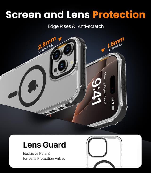 Thumbnail 6 de DEERLAMN Strong Magnetic Case for iPhone 16 Pro Max (6.9-inch) — Clear Slim Shockproof Cover with MagSafe Compatibility