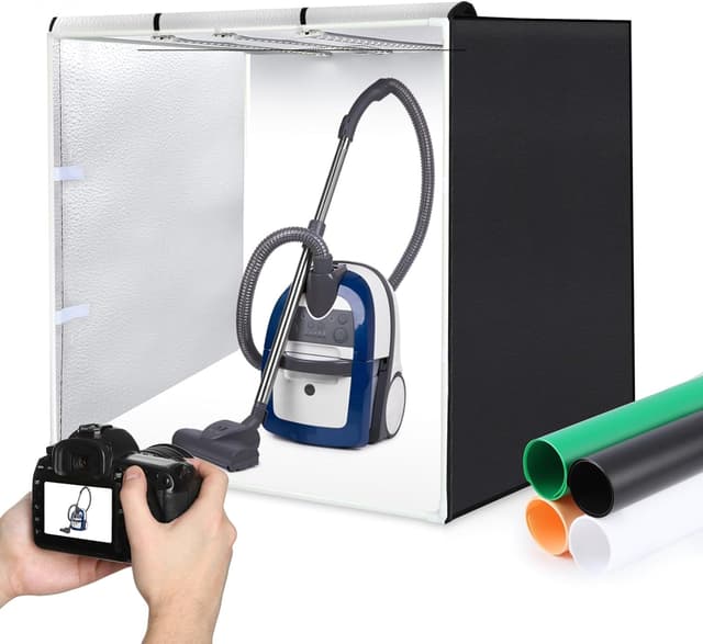 PULUZ Fotostudio-Lichtzelt 80x80 cm (32 Zoll) mit 3 dimmbaren LED-Lichtleisten, 4 Hintergründen und Transporttasche