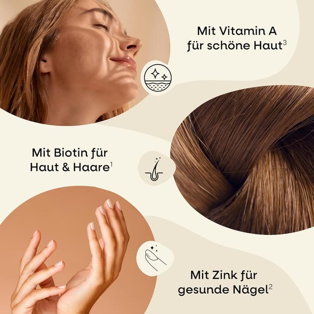 Detalle de Kollagen Gummibärchen mit Biotin, Zink und 2.500 µg Biotin (Erdbeer) – 60 vegane Vitamin Gummies