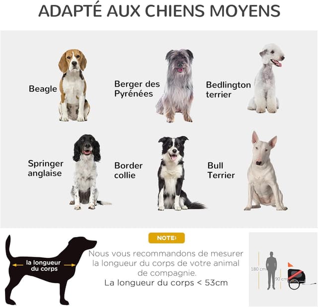 Thumbnail 5 de PawHut Remorque vélo pour Chien Animaux Pliable 30 kg