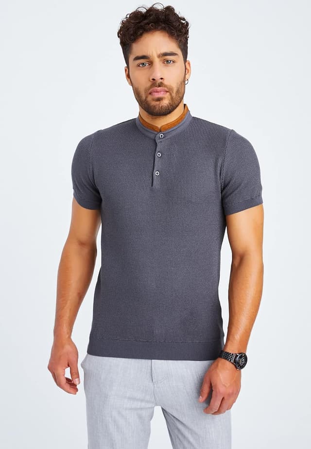 Detalle de Leif Nelson LN7705 maglietta da uomo a maniche corte con scollo rotondo