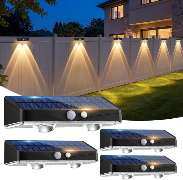 Detalle de Kolpop Solar Fence Lights 4-pack motion sensor lights