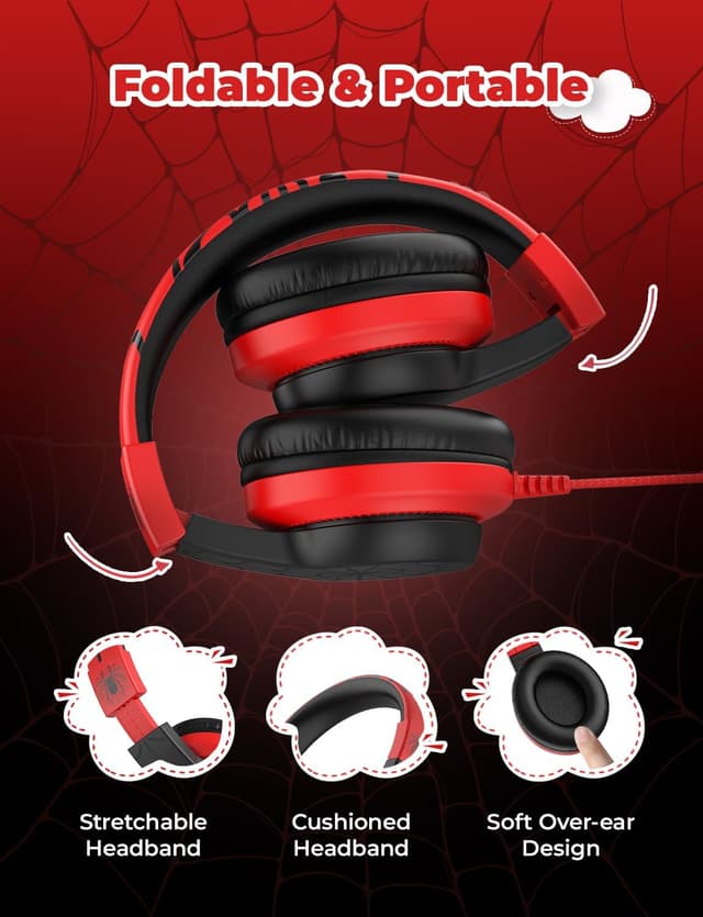 Detalle 2 de iClever Kids HS19S safe volume 85dBA over-ear headphones (3.5mm wired, foldable)