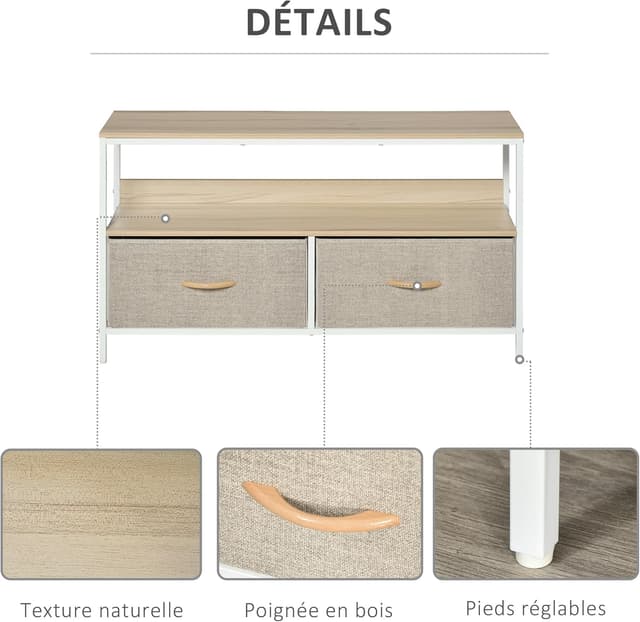 Thumbnail 4 de HOMCOM Meuble TV Bas sur Pieds 47 pouces