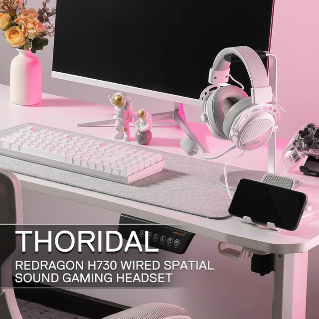 Thumbnail 6 de Redragon H730 USB Wired Gaming Headset (53mm drivers) with 360° Spatial Sound and detachable mic – White