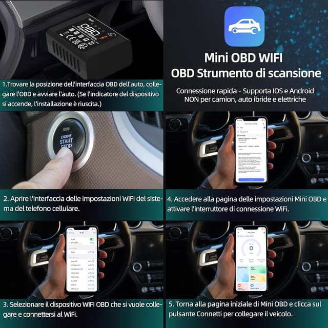 Thumbnail 6 de iLC OBD2 Wireless lettore codici auto Wi‑Fi per iOS, Android e Windows