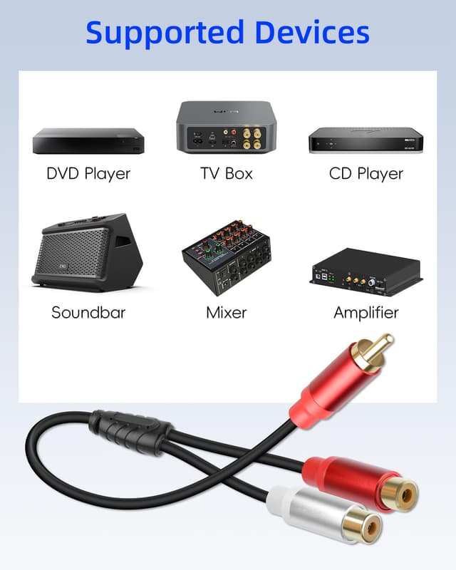 Thumbnail 2 de YANBORONSN RCA Splitter 1 Male to 2 Female