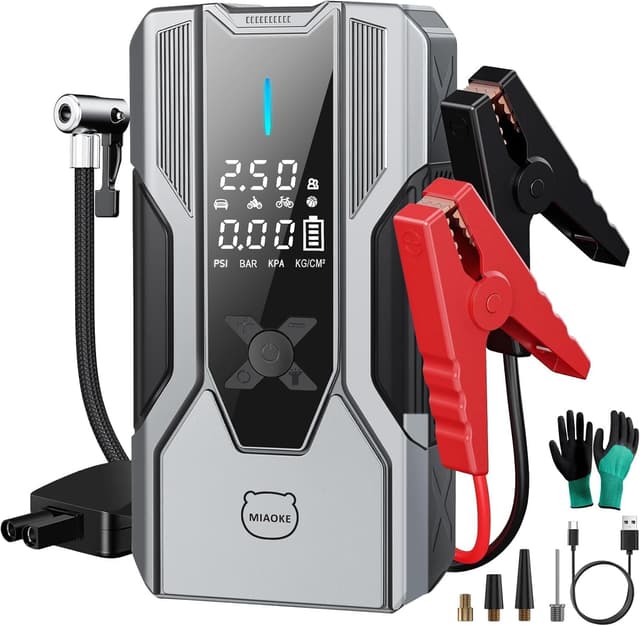 Detalle de MIAOKE 8000A Booster avviamento auto 12V con compressore 150 PSI e torcia LED
