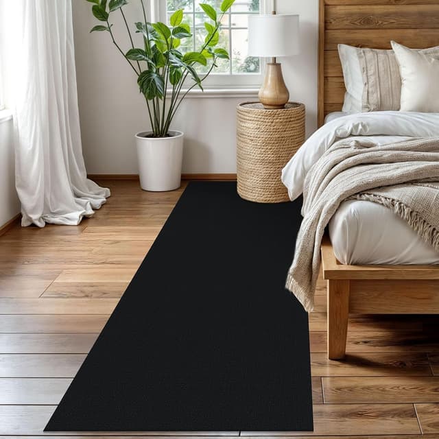 Detalle 2 de EARTHALL Washable Runner Rug 3x8 Ft with Non-Slip Rubber Backing (Black/Gray)