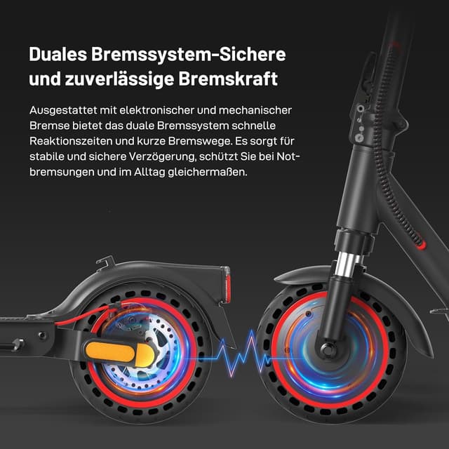 Detalle de EVERCROSS EV85F/EV10K PRO E-Scooter mit Straßenzulassung (ABE) und APP – 400W Motor, faltbar