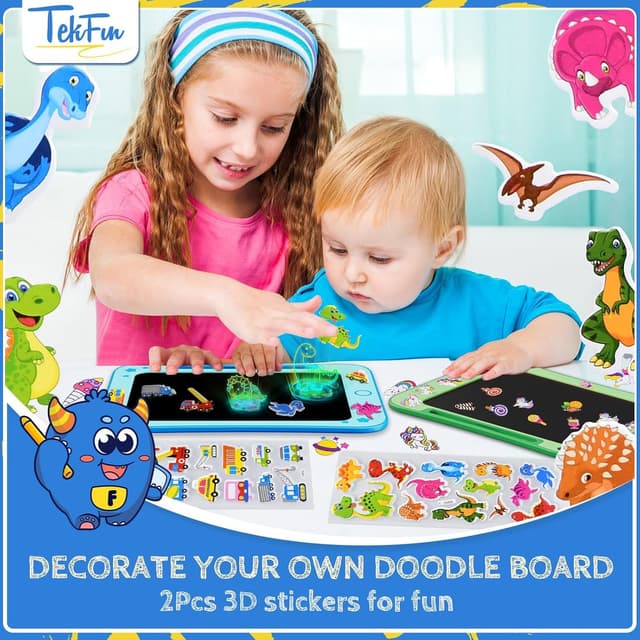 Detalle de TEKFUN 8,5-Zoll LCD Schreibtafel für Kinder ab 3 Jahren (Hellblau) – Maltafel mit Löschtaste & Sperrfunktion