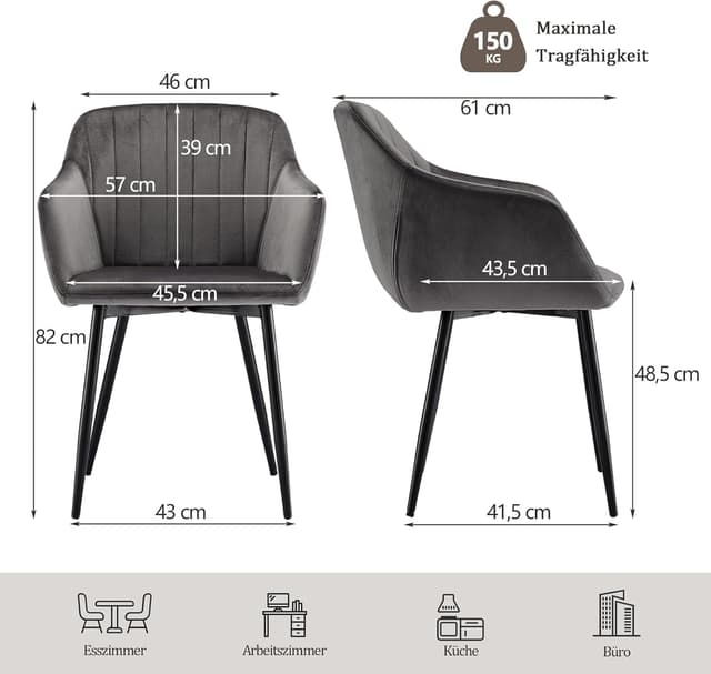 Detalle de Goeurvant Sedie da cucina in velluto, 6 posti