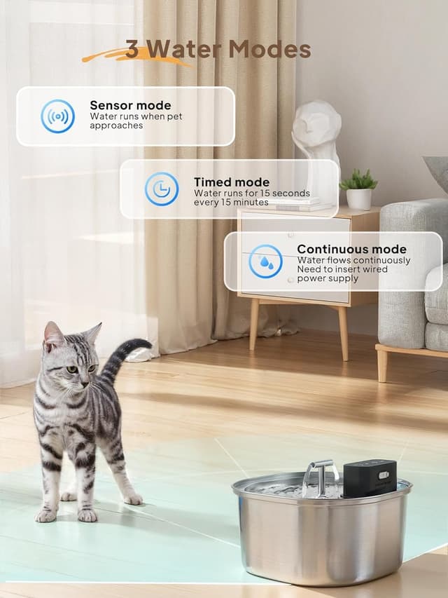 Detalle 2 de Voluas Edelstahl-Katzenbrunnen 3 Betriebsmodi