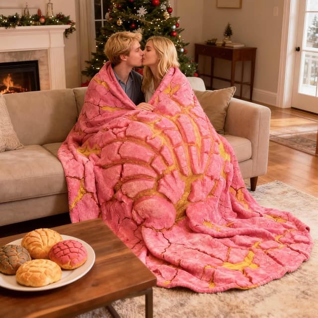Detalle 2 de Acteb 74-inch Pepperoni Pizza Blanket (Soft Fleece) — White Elephant Gift for Adults
