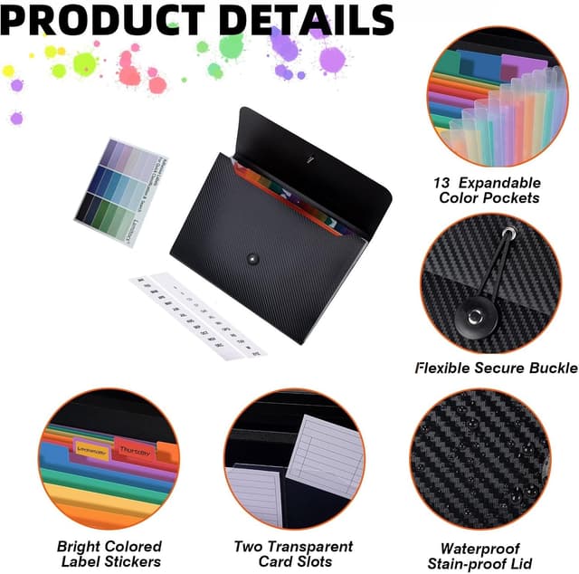 Detalle 2 de Lamitocs A4 expanding file folder, 13 pockets