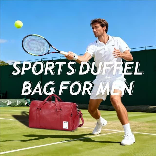 Thumbnail 2 de Leather Travel Duffel 29x47x26cm Carry On Bag