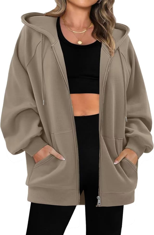 Detalle 2 de Veste sweat à capuche zippée pour femme Timuspo (65% coton / 35% polyester) – manches longues