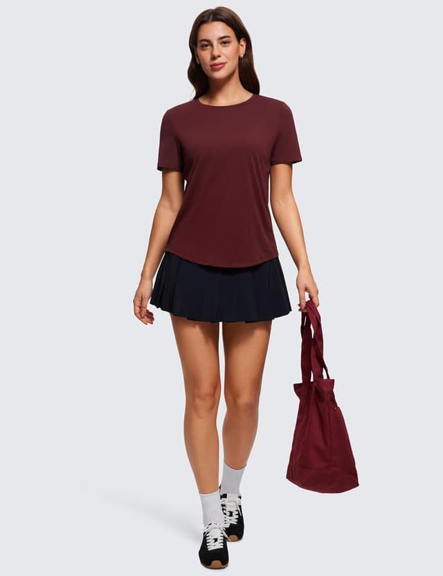 Detalle 2 de CRZ YOGA Camicie a maniche corte in cotone Pima per donna, vestibilità ampia