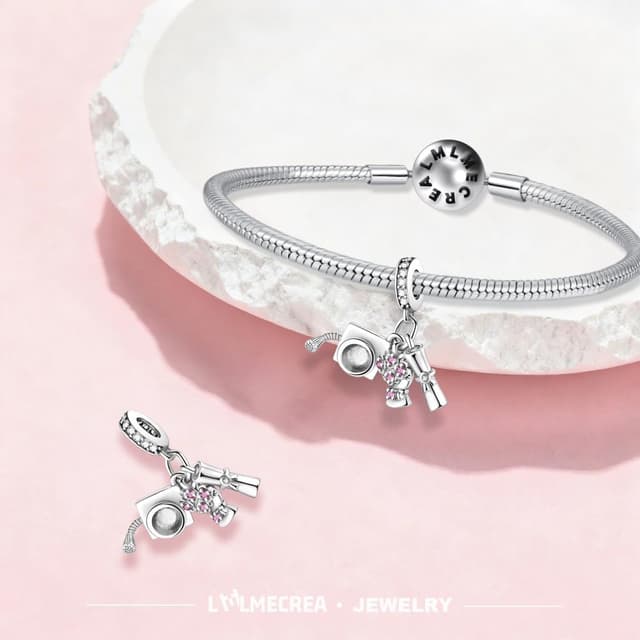 Detalle 2 de LMLMECREA Charms Anhänger aus 925 Sterling Silber – schlichter Charm für europäische Armbänder