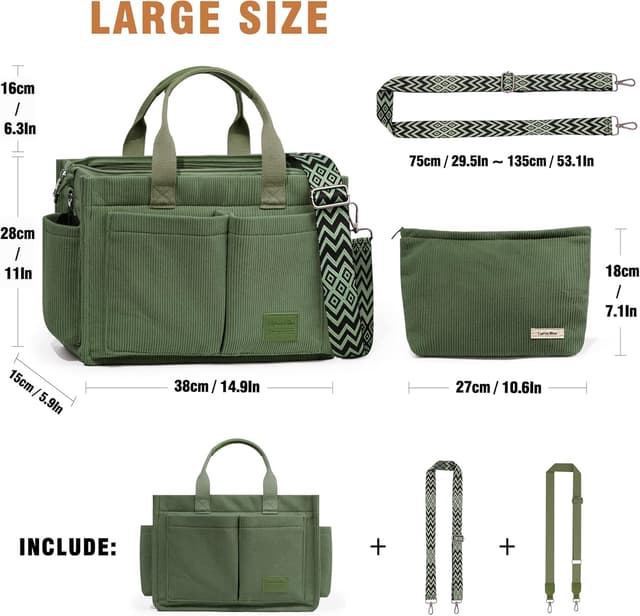 Detalle 2 de Captain Blues Cord Tasche Damen Große Handtasche mit Reißverschluss