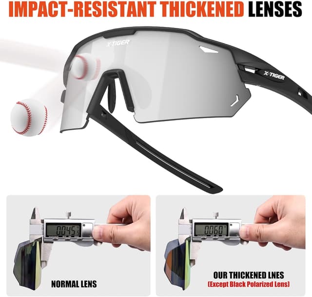 Detalle 2 de X-TIGER Polarized Cycling Glasses with 5 Interchangeable Lenses (MTB & Sports)