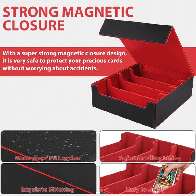 Detalle 1 de Aolso Sammelkartenbox PU Leder 24 Trennwände