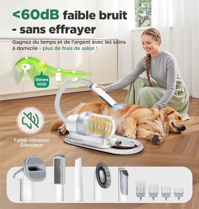 Thumbnail 4 de Gimars 2,3L Cortapelos para perros con aspiradora