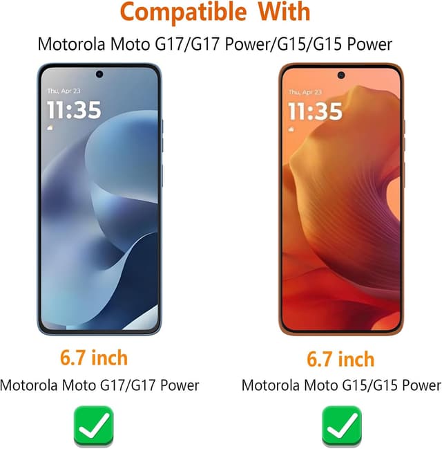 Detalle 2 de Pollachi set da 3 vetri temperati 9H per Motorola Moto G15/G15 Power e Moto G17/G17 Power con antistaglio e anti-impronte