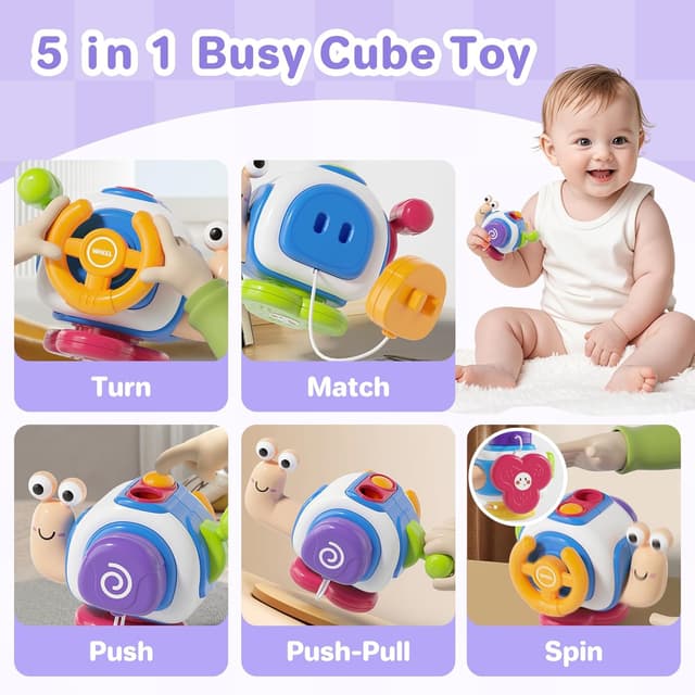 Detalle de ZCOINS Snail Travel Toy for Toddlers (18M+) – Montessori Sensory Busy Cube for Car & Plane Rides