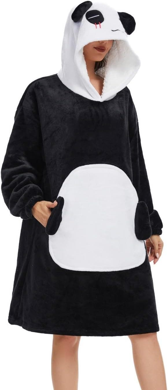 Detalle de Chuangminghangqi Kuscheldecke zum Anziehen mit Ärmeln und Kapuze – oversized Hoodie-Deck e für Sofa & Winter