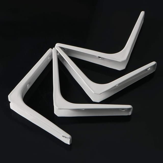 Detalle 2 de SAYAYO EJR100W-4P Shelf Bracket Corner Brace (100mm x 100mm) – Metal Bright White, 4 Pack