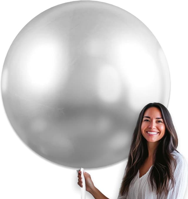 Detalle de PartyWoo Metallic Silver Balloons (36-inch), 4-Pack Jumbo Chrome-Style for Graduation, Wedding, Baby Shower & More