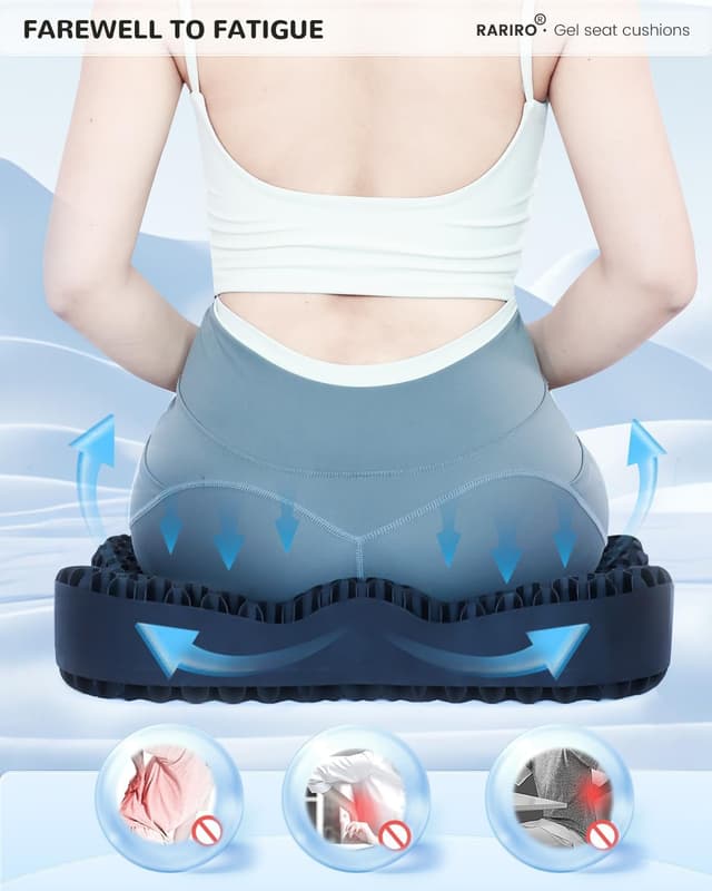 Detalle de Gel Seat Cushion Extra19.7in Gel Chair Seat Pads for Wheelchairs and Office Chairs (Black)