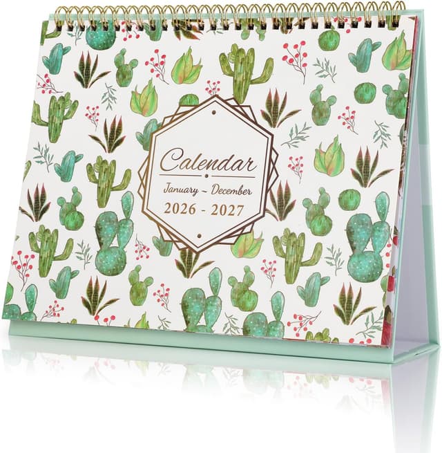 Detalle de ZEEYUAN Desk Calendar 2026–2027 (Jan 2026–Dec 2027) with 24 Monthly Pages